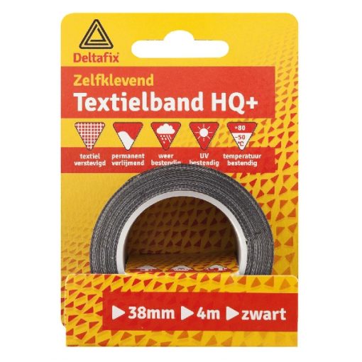 WATERVAST TEXTIELBAND ZWART 4 M 38 MM