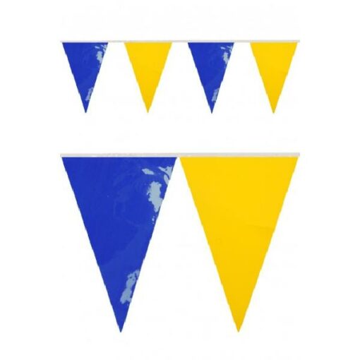 PVC vlaggenlijn blauw/geel 10 meter BRANDVEILIG