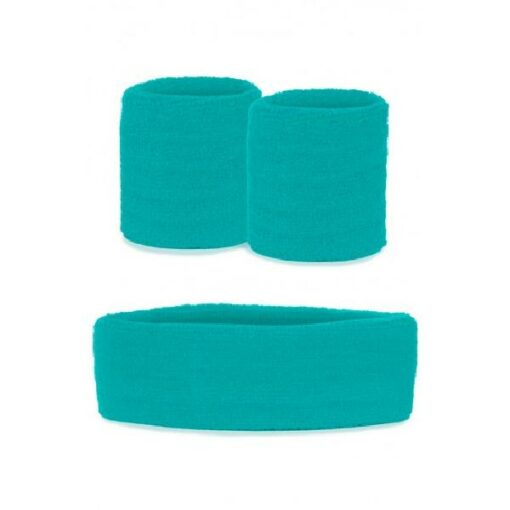 Zweetbandjes set blauw 3-dlg