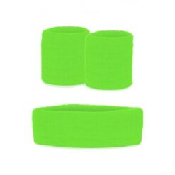 Zweetbandjes set neon groen 3-dlg