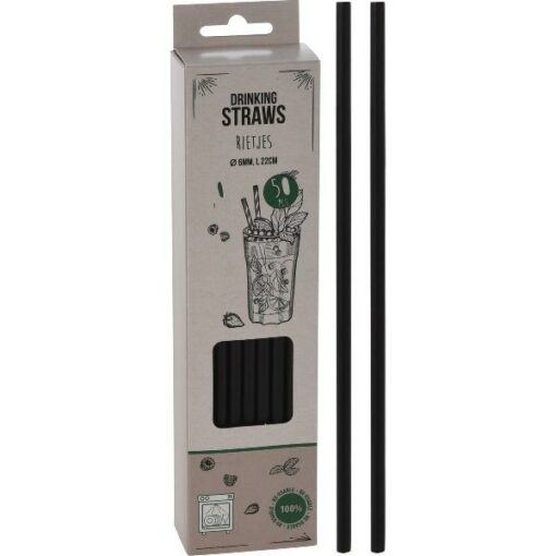 Rietjes zwart pp set van 50 stuks 6mm L22cm