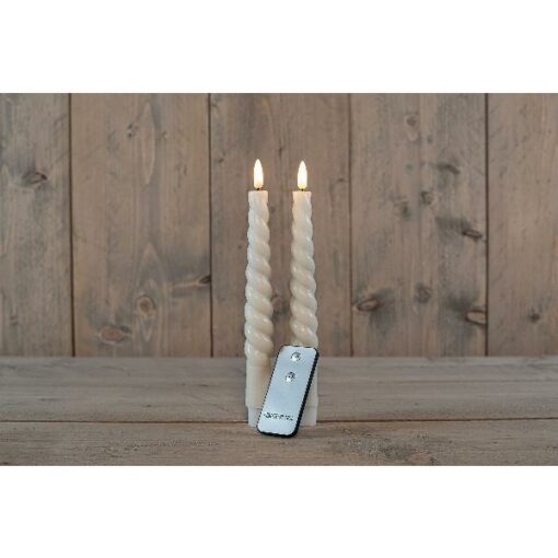LED kaars swirl diner ivoor 23cm incl afstandsbed.