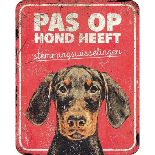 Waarschuwingsbord doberman 25x20x0,3 cm rood