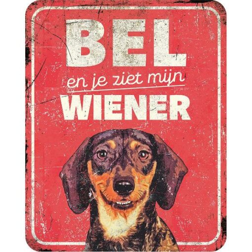 Waarschuwingsbord dachshund 25x20x0,3cm rood