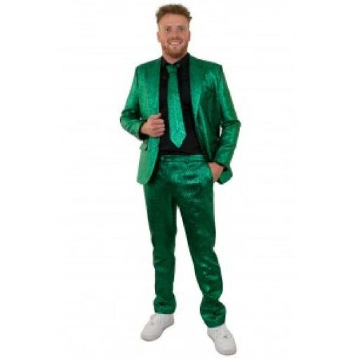 Groen metallic kostuum 3-delig 58