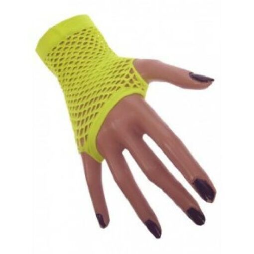 Nethandschoen kort vingerloos fluor geel