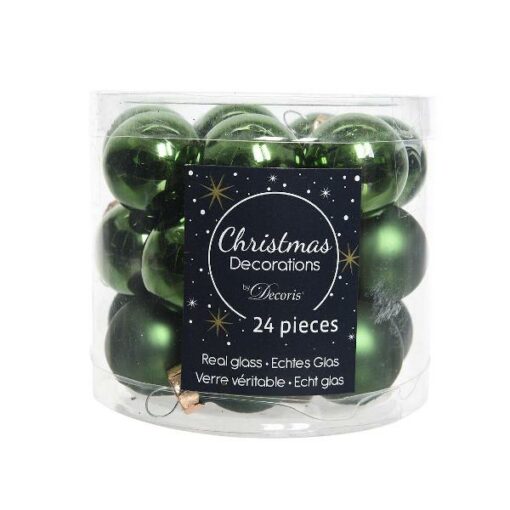 Kerstbal glas 2.5cm 24 stuks - groen