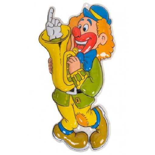Wanddeco clown groene jas 60 x 34 cm