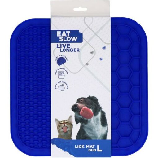 Eat slow live longer lick mat duo L blue