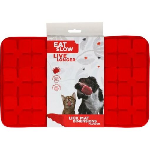 Eat slow live longer lick mat dim. flower red
