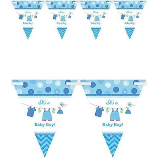 VLAGGENLIJN IT'S A BABY BOY BLAUW/WIT 4,57 METER