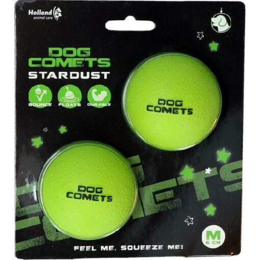 DOG COMETS BALL STARDUST GROEN M 2-PACK 1 ST