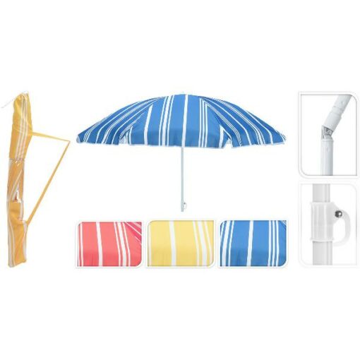 Strandparasol stripe 180cm assorti kleur