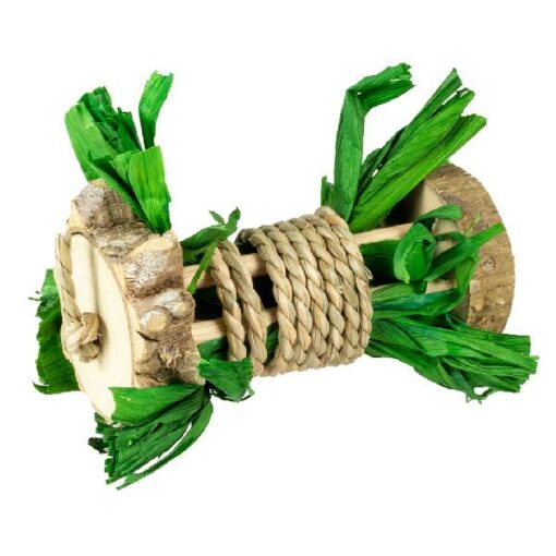 Houten knaagrol waterhyacint&maisblad 16x8x8cm