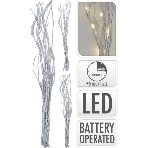 Verlichting 12 LED takken 40cm zilver