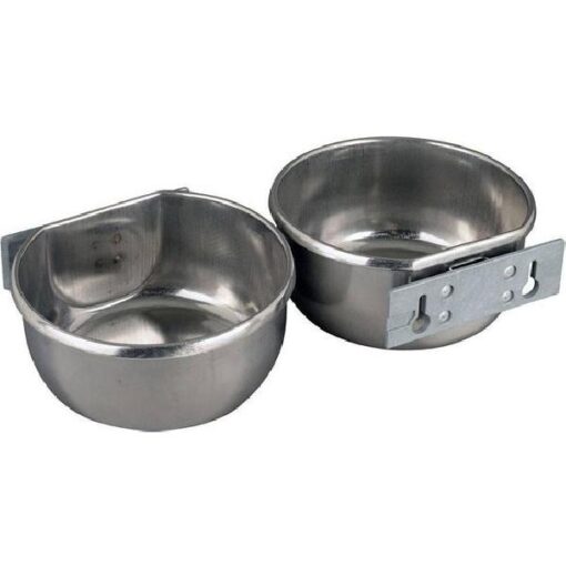 Voer/drinkbakje RVS met wandhouder 850 ml