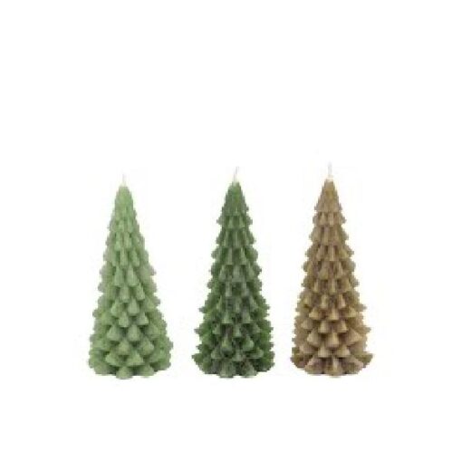 Frosty Green Mix X-mas tree candle 6x12 cm