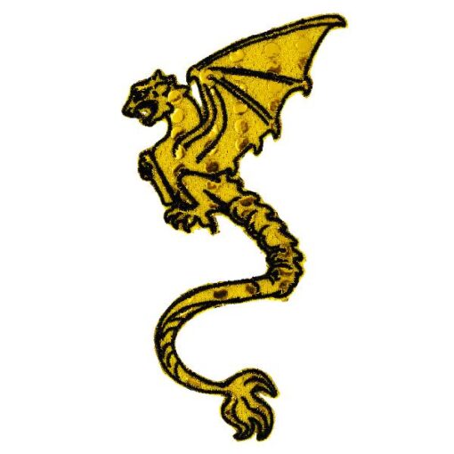 Applicatie draak goud 17x9cm
