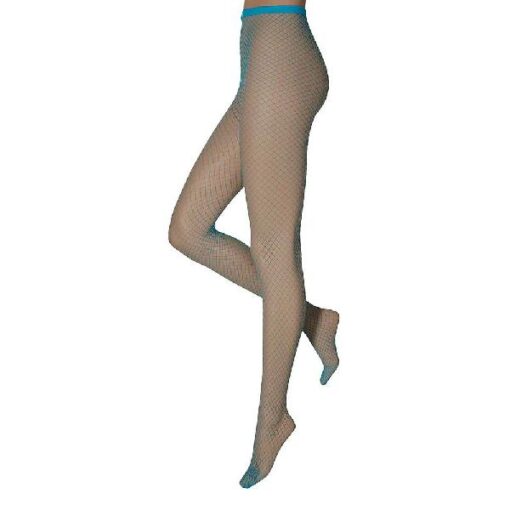 Apollo ladies small fishnet tights turquoise S/M