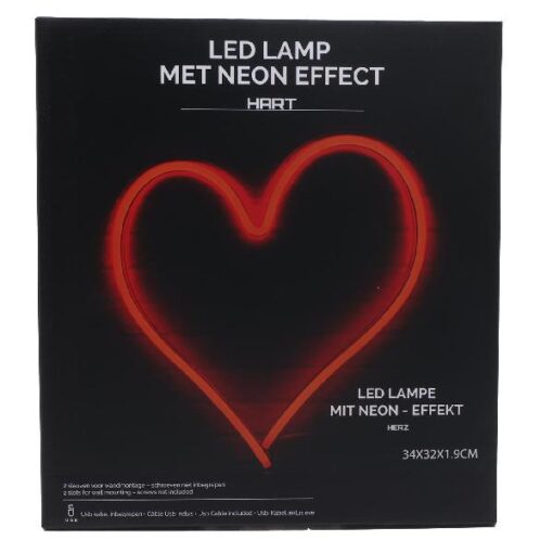 Led-lamp neon - hart rood USB