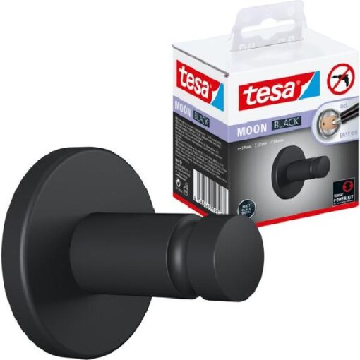 Tesa moon black handdoekhaak zwart