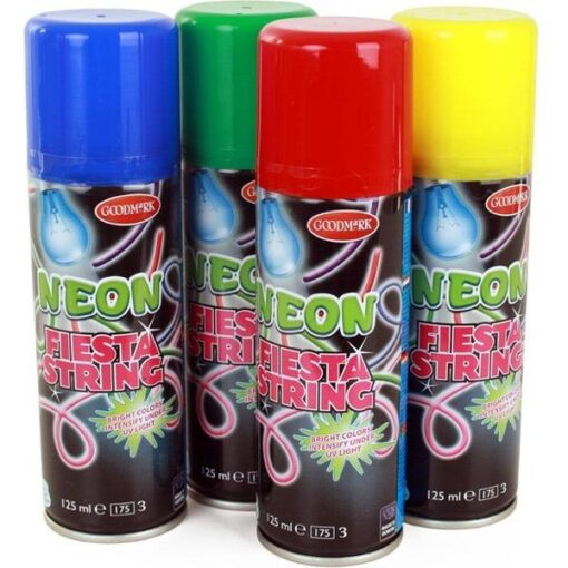 Serpentinespray neon 70ml assorti 4 kleuren