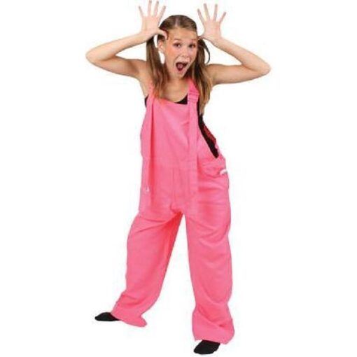 TUINBROEK FLUOR PINK KIDS MAAT 140