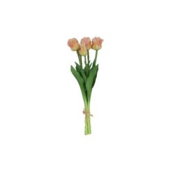 Countryfield kunstbloem Tulipa boeket 47cm zalm/ge