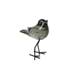 Sculptuur vogel Finch op voet glas 8,5x5x6cm