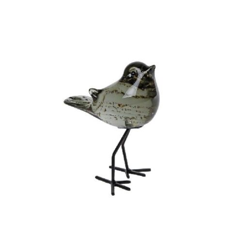 Sculptuur vogel Finch op voet glas 8,5x5x6cm