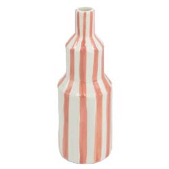 Aardewerk vaas stripe peach 10x10x29,5cm