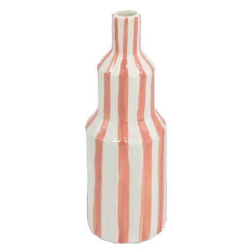 Aardewerk vaas stripe peach 10x10x29,5cm