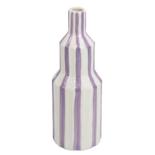 Aardewerk vaas stripe lilac 10x10x29,5cm