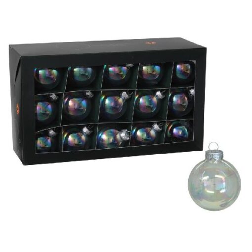 30 Glassballs/cap clear pearl 57mm