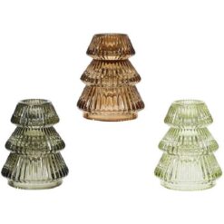 Theelichthouder boom glas 3 assortie D6,5cm