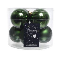 Kerstbal Glas 7cm 8 stuks - Groen
