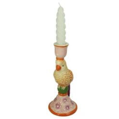 Candle Stick Bird Stoneware Multi 10x9,3x21cm