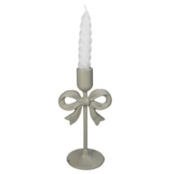 Candle Stick Bow Metal Ivory 10,5x8,5x20,5cm