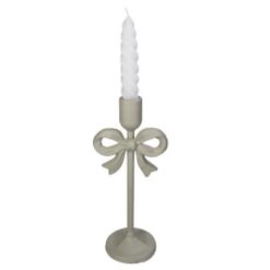 Candle Stick Bow Metal Ivory 10,5x8,5x25,5cm