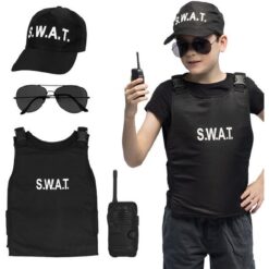 Kinderset 'S.W.A.T' officer (pet, vest, partybril,