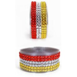 Strassband zelfklevend rood/wit/geel 3 meter