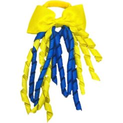 Blauw/geel haarelastiekje - frutsel per stuk