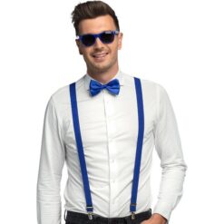 Set Classic Blauw (bril, strik, bretels)