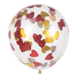 Confettiballonnen hartjes rood/goud