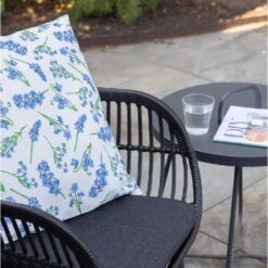 Buitenkussen bloemen blauw