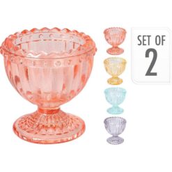 Eierdop set 2 stuks glas pastel assorti