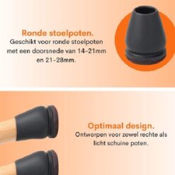 Flooq viltdop floor rond 14 x 21 mm zwart 8 st.