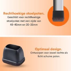 Flooq viltdop friso r.hoek 30 x 15 mm zwart 8 st.