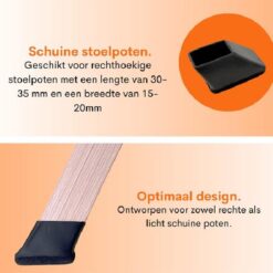 Flooq viltdop frits r.hoek 34 x 15 mm zwart 8 st.