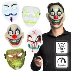 LED masker Halloween 5 ass.